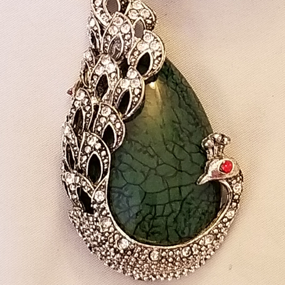 SALE NWT Embellished Scarf Green Cotton Peacock - Picture 2 of 6